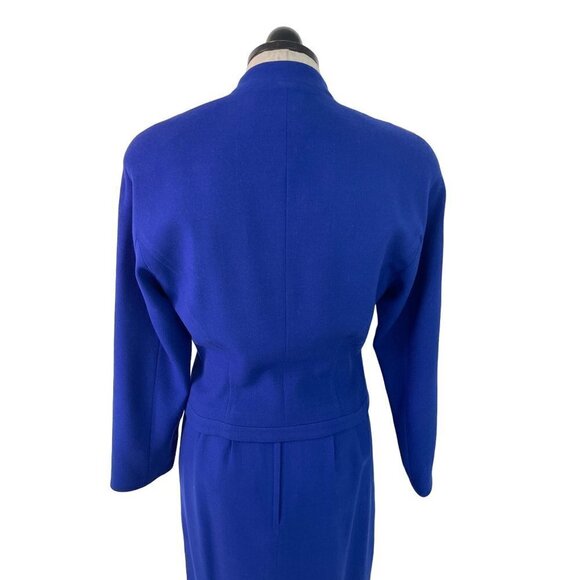 Cache Vintage Womens Skirt Suit Blue Size 4 By Joseph Ho Applique Pure Wool - Picture 10 of 10